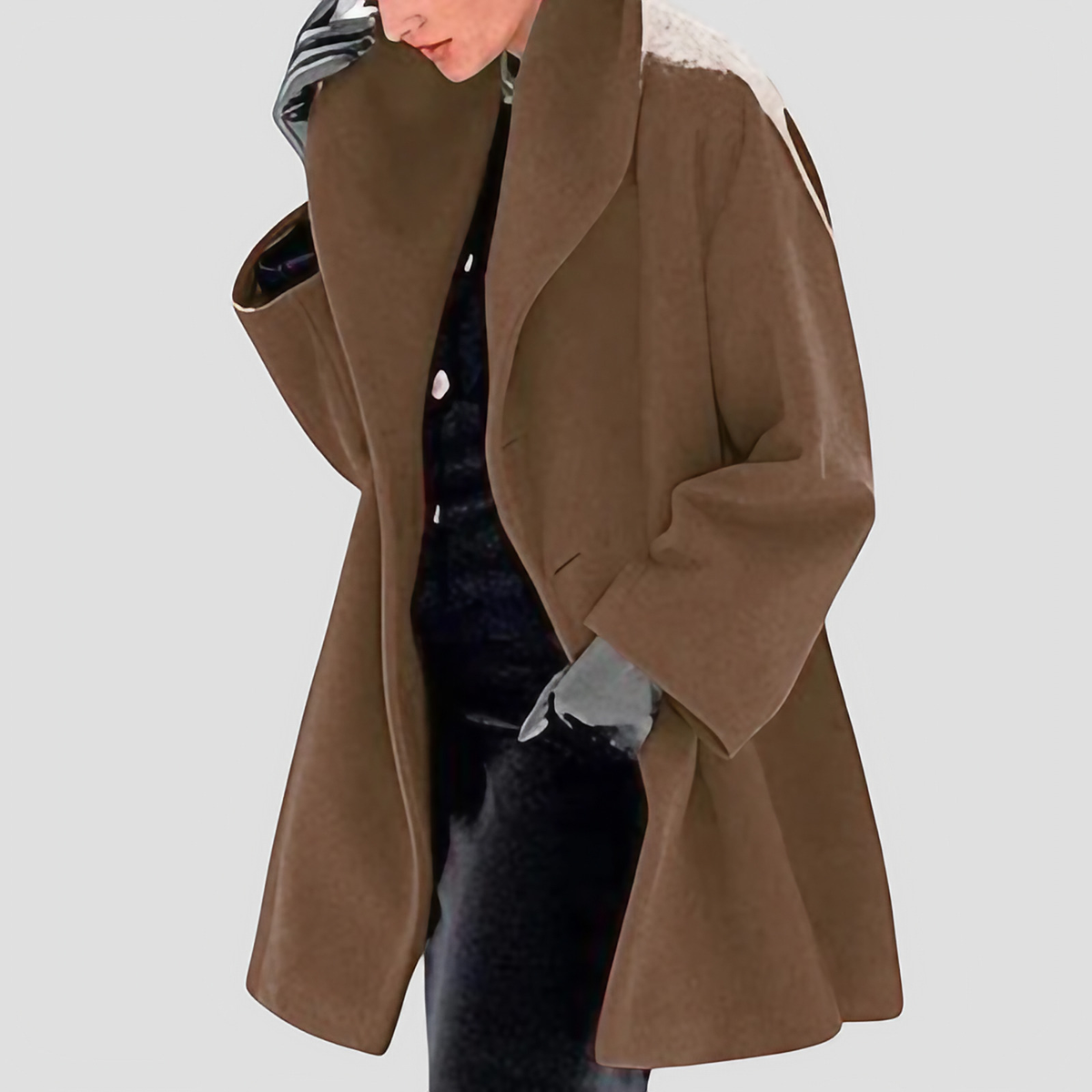 Manteau femme à capuche, coupe ample, sept coloris, du S au 5XL, marron