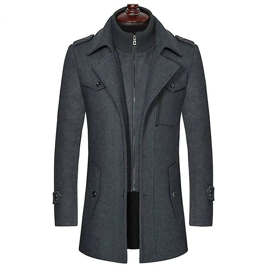 Manteau homme à col amovible, du M au 5XL, trois coloris, gris sterling