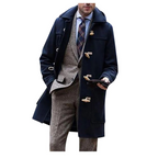 Manteau homme à capuche et fermetures à brandebourgs, bleu foncé