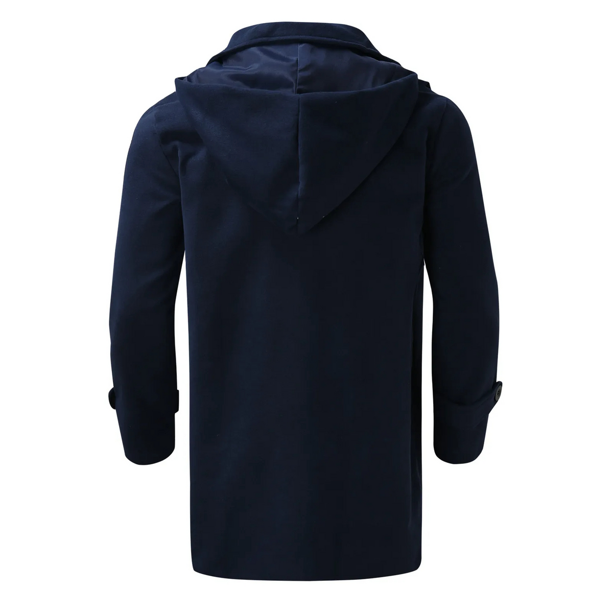 Manteau homme à capuche et fermetures à brandebourgs, bleu foncé