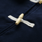 Manteau homme à capuche et fermetures à brandebourgs, bleu foncé