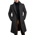 Manteau homme à col à revers, boutonné, du S au 2XL, gris foncé