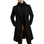 Manteau homme à col à revers, boutonné, du S au 2XL, noir