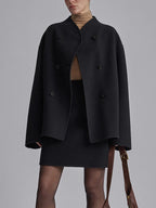 Manteau femme boutonné effet peluche, coupe décontractée, noir