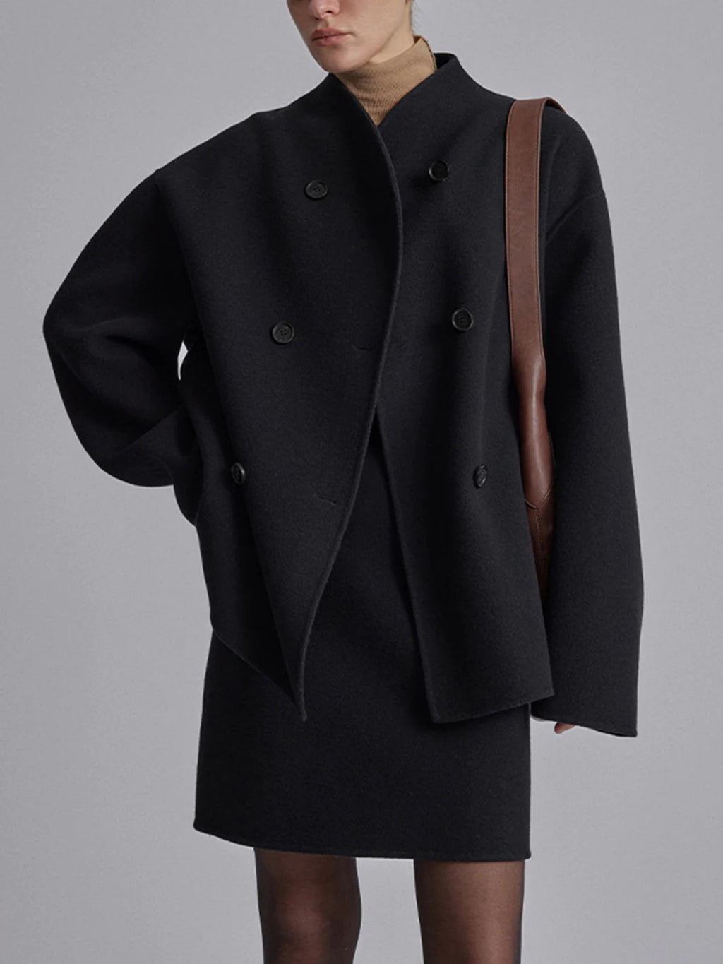 Manteau femme boutonné effet peluche, coupe décontractée