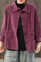 Veste femme à poches, noir, violet ou café, du M au 2XL