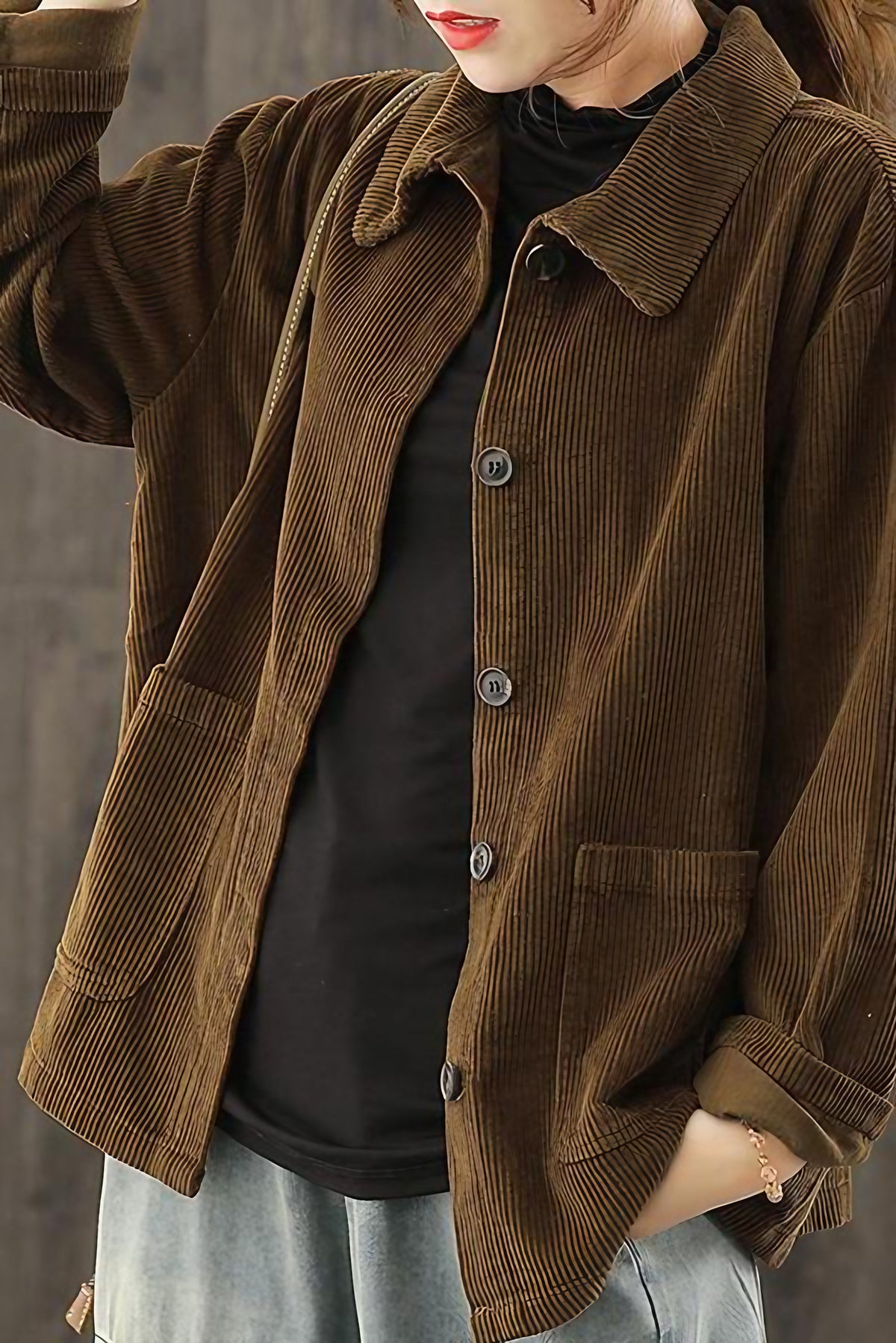 Veste femme à poches, noir, violet ou café, du M au 2XL, café