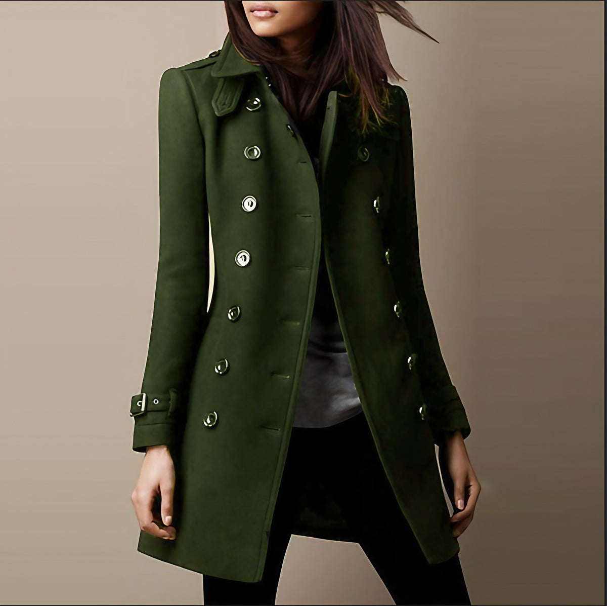 Manteau femme à lignes épurées, quatre coloris, du S au 3XL, vert