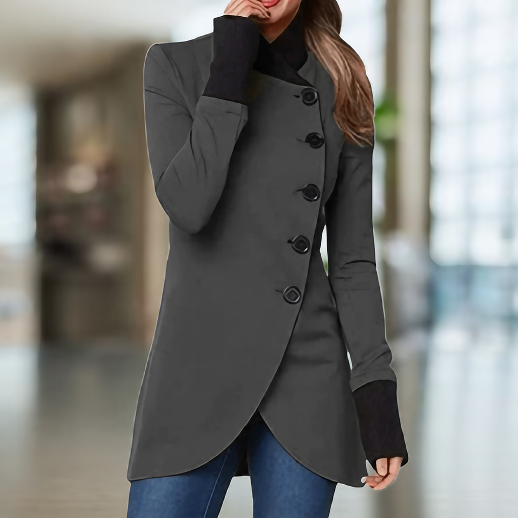 Manteau d'hiver femme à coupe asymétrique, du XS au 3XL, gris