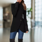 Manteau d'hiver femme à coupe asymétrique, du XS au 3XL, noir