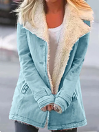 Manteau femme d'hiver imperméable et coupe-vent, coupe ajustée, bleu clair