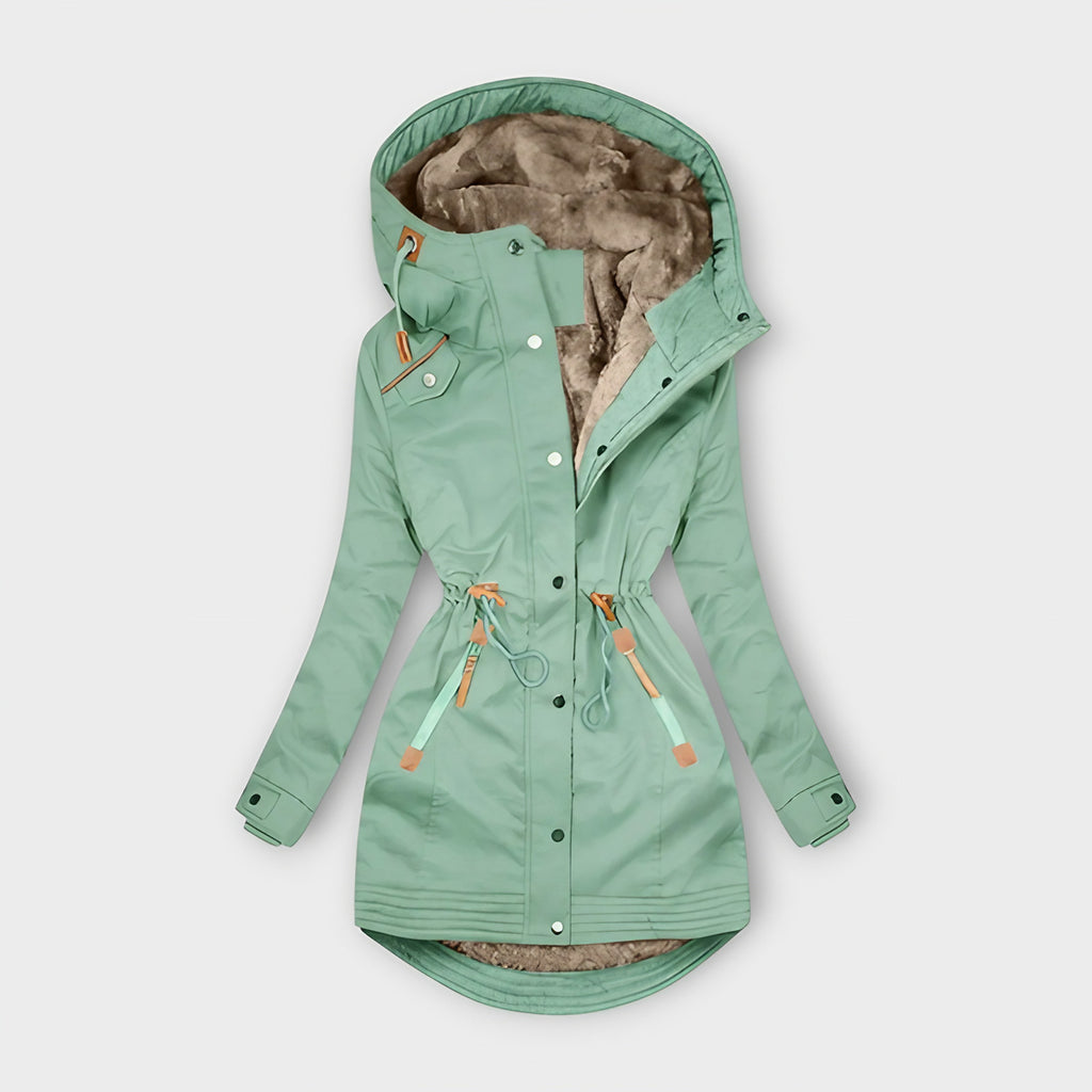Manteau chaud femme à capuche, taille marquée, du S au 2XL, vert