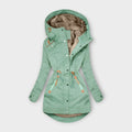 Manteau chaud femme à capuche, taille marquée, du S au 2XL, vert