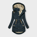 Manteau chaud femme à capuche, taille marquée, du S au 2XL, bleu