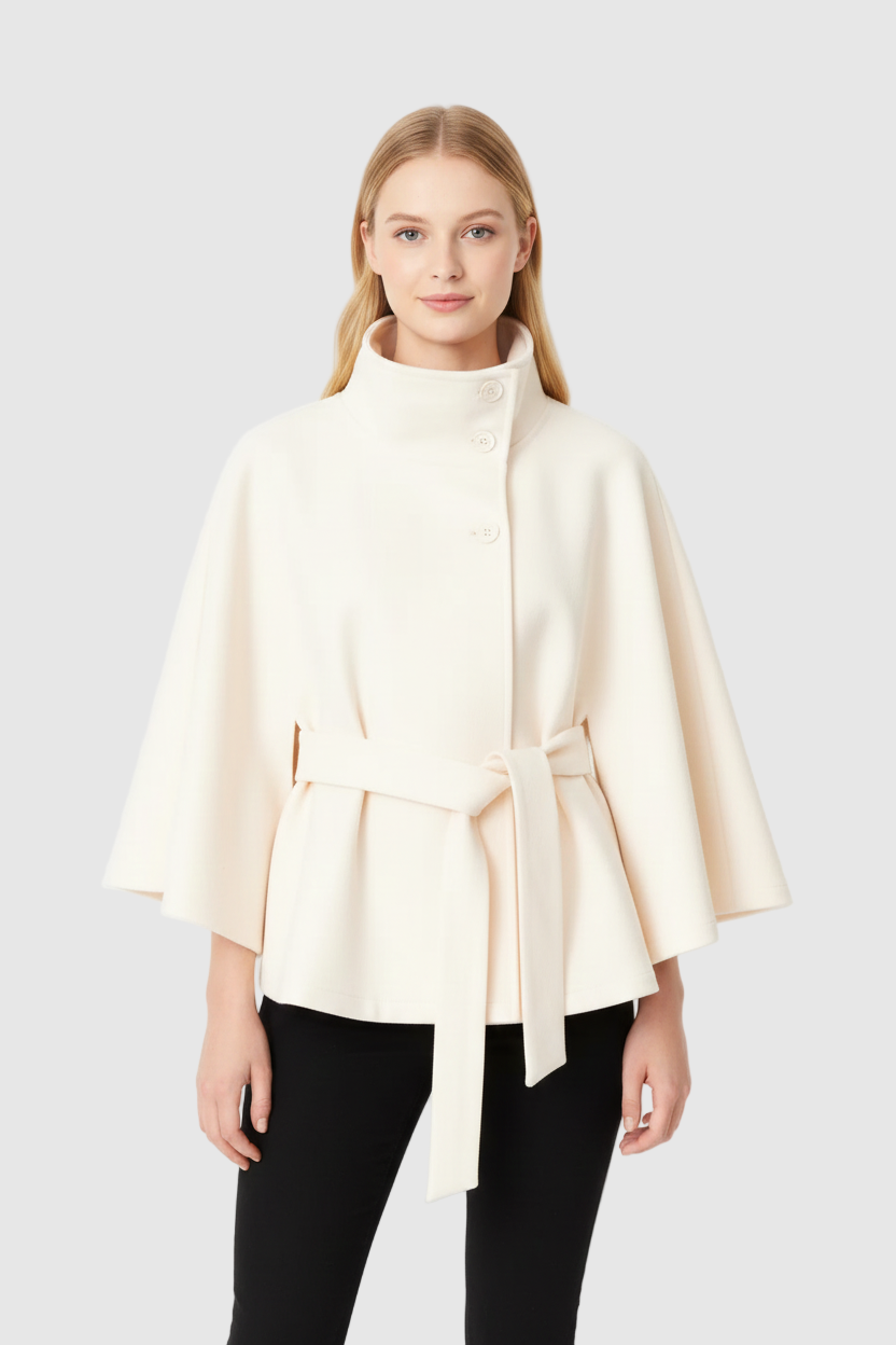 Manteau long femme à col montant et ceinture amovible, du XS au 3XL