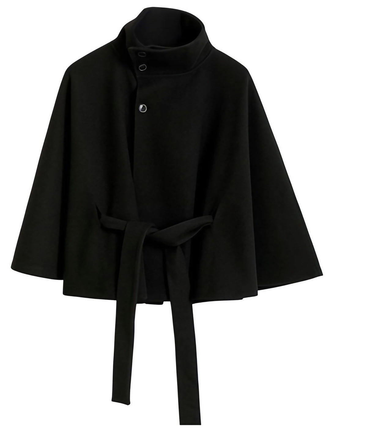 Manteau long femme à col montant et ceinture amovible, du XS au 3XL, noir