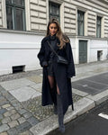 Manteau femme d'hiver à coupe structurée, noir ou marron, noir