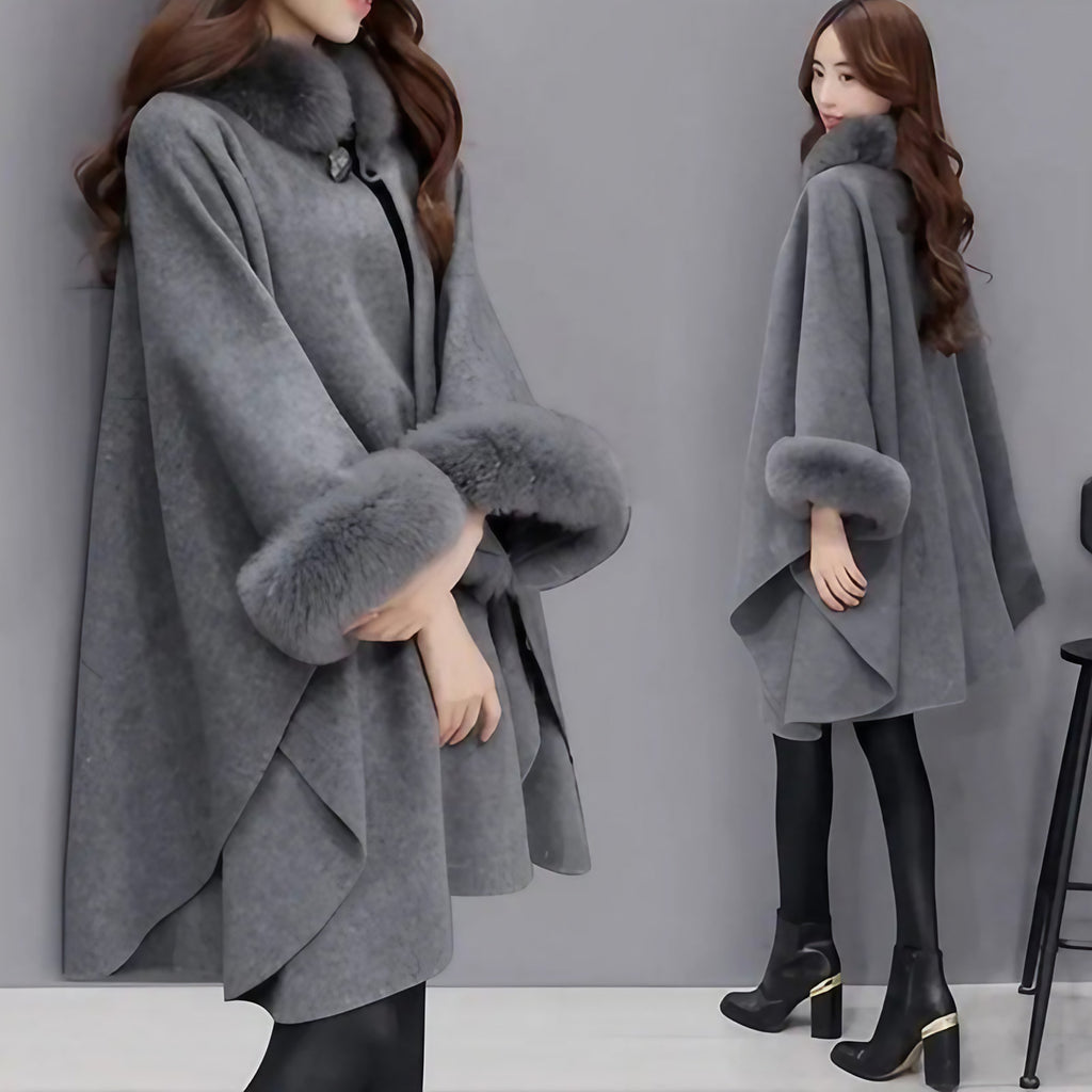 Manteau femme à col douillet, coupe ajustée, du S au 5XL, gris