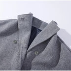 Manteau femme col montant boutonné, coupe droite, noir ou gris