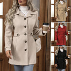 Manteau mi-long femme à col à revers et simple boutonnage