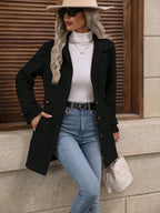 Manteau mi-long femme à col à revers et simple boutonnage