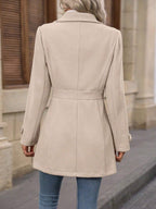 Manteau mi-long femme à col à revers et simple boutonnage