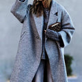 Manteau d'hiver femme à coupe épurée, du S au 5XL, gris
