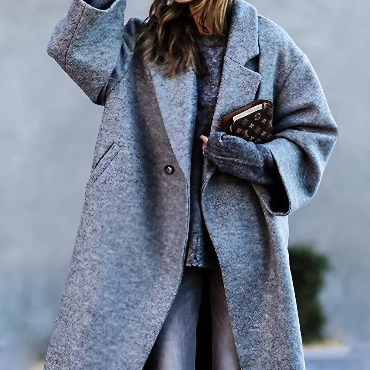 Manteau d'hiver femme à coupe épurée, du S au 5XL, gris