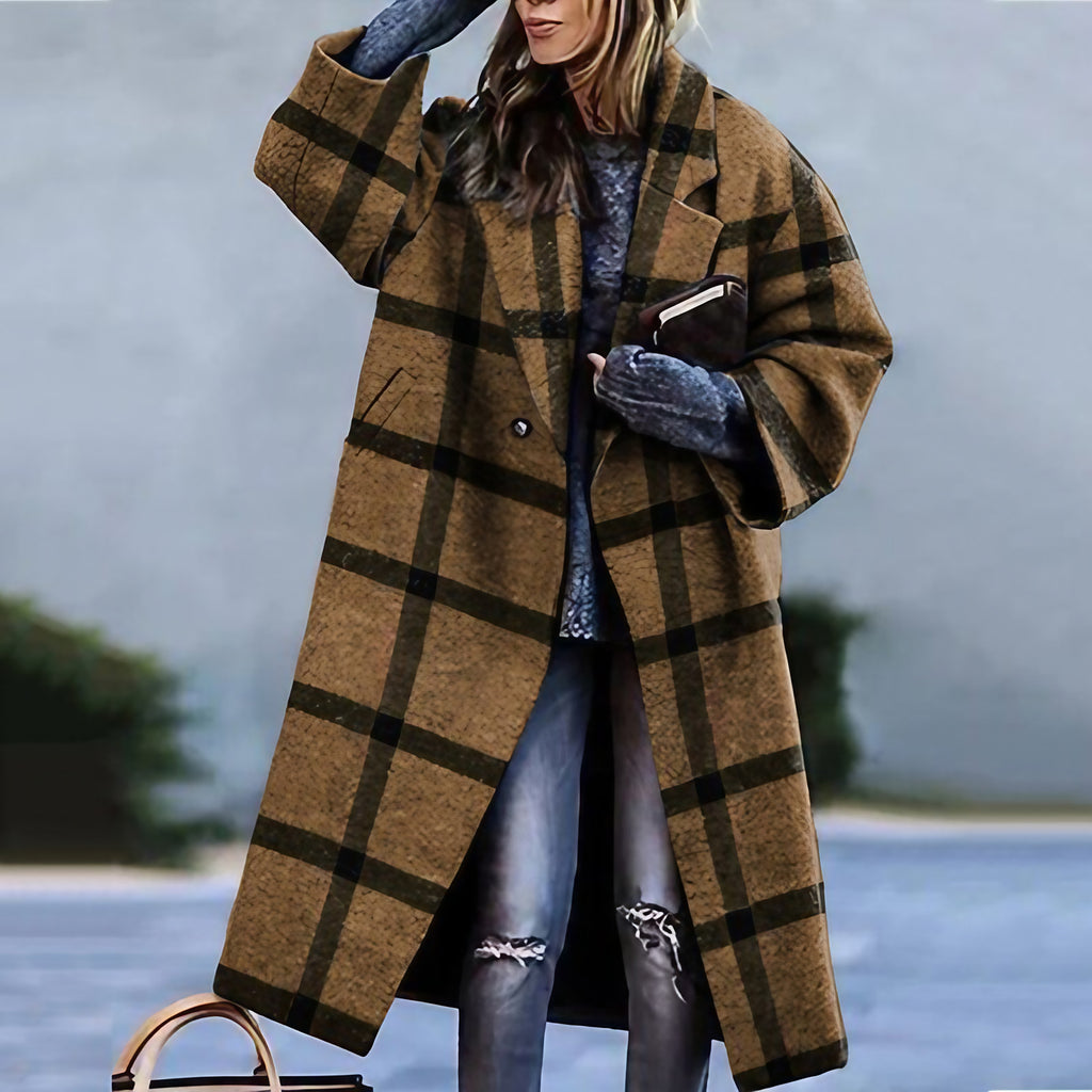 Manteau d'hiver femme à coupe épurée, du S au 5XL, marron