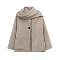 Manteau femme à col enveloppant et fermeture asymétrique, kaki