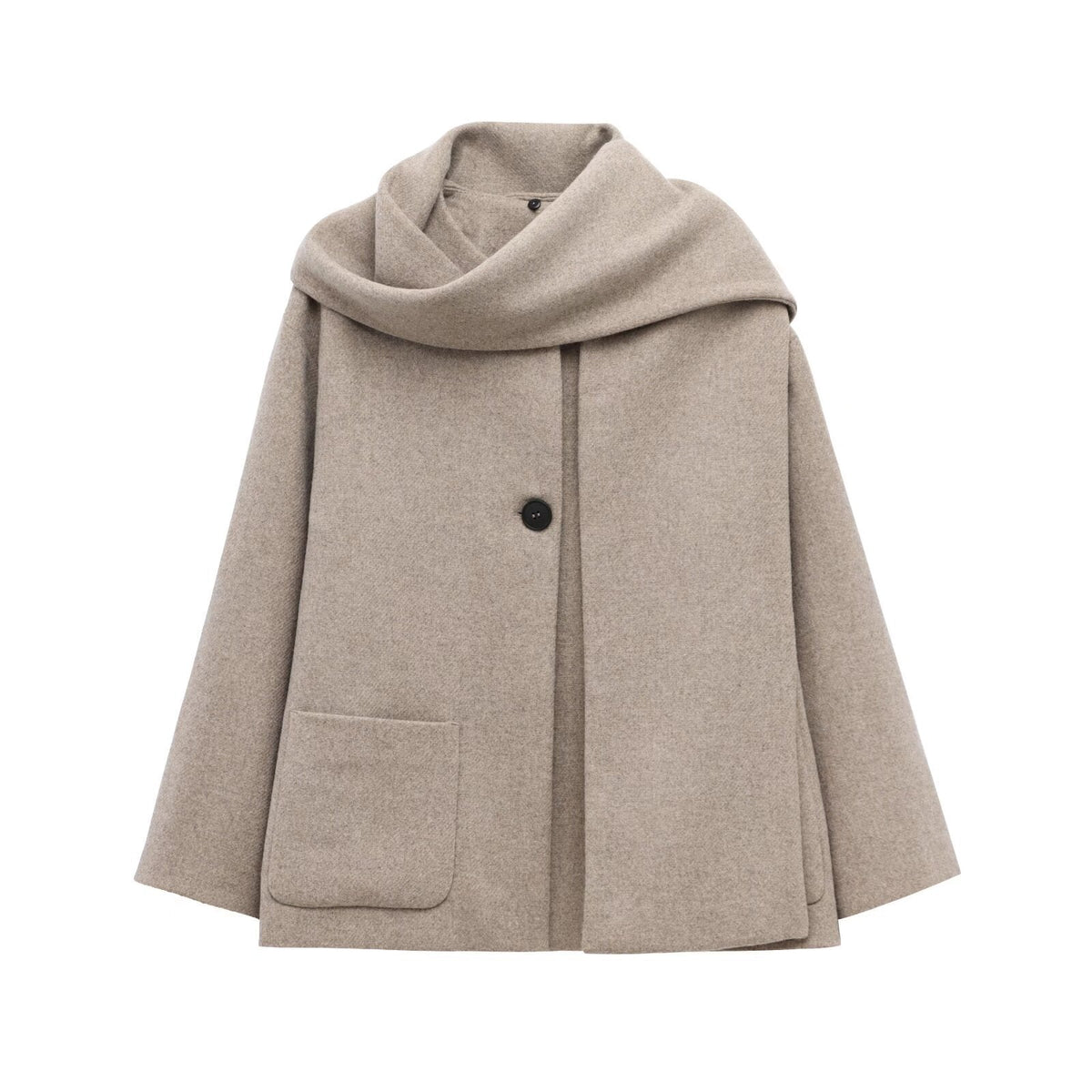 Manteau femme à col enveloppant et fermeture asymétrique, kaki
