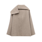 Manteau femme à col enveloppant et fermeture asymétrique