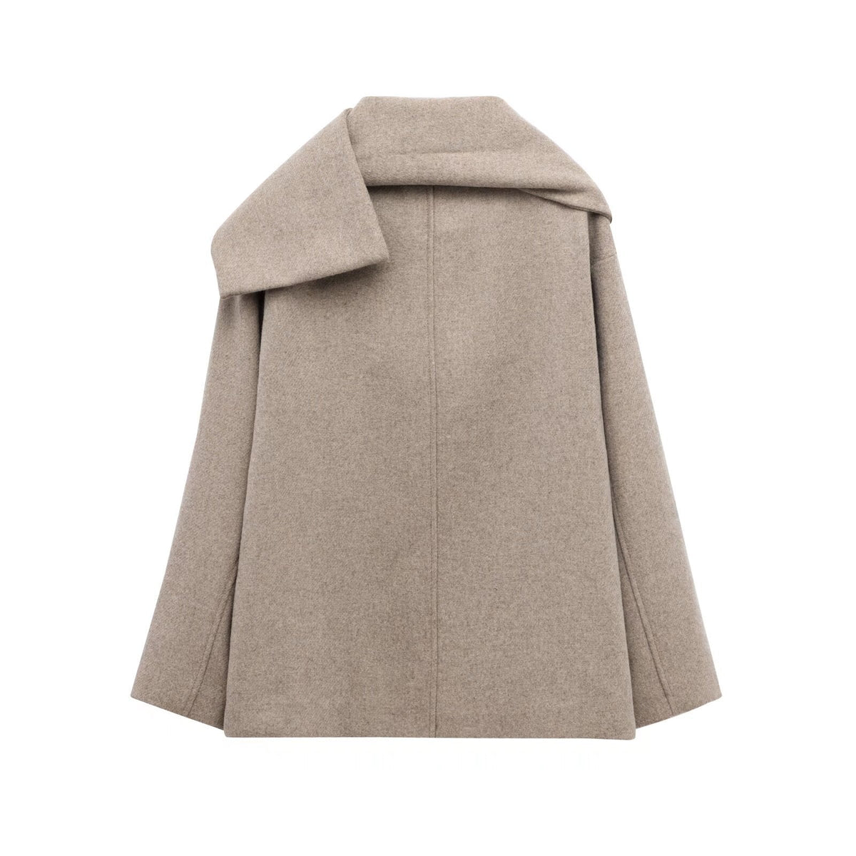 Manteau femme à col enveloppant et fermeture asymétrique