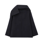 Manteau femme à col enveloppant et fermeture asymétrique