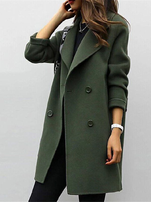 Manteau long femme classique, manches longues, trois coloris