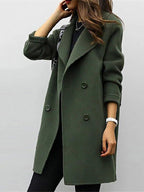 Manteau long femme classique, manches longues, trois coloris