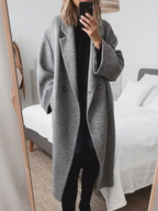Manteau long femme oversize, marron, gris ou bleu, du XS au 3XL, gris