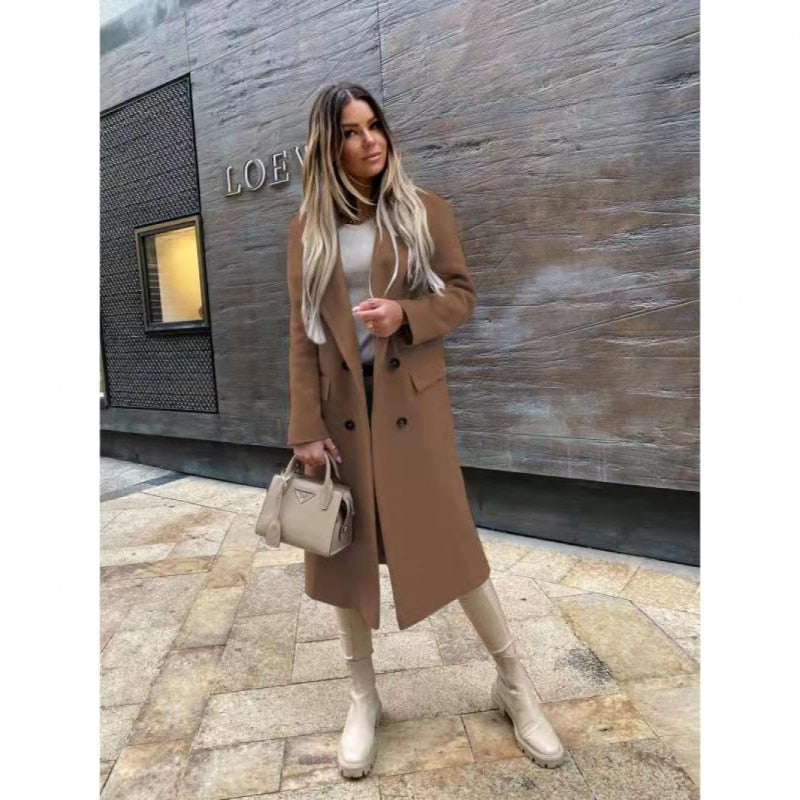 Manteau femme d'hiver boutonné, style rétro, quatre coloris