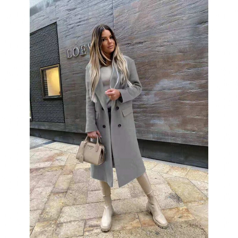Manteau femme d'hiver boutonné, style rétro, quatre coloris