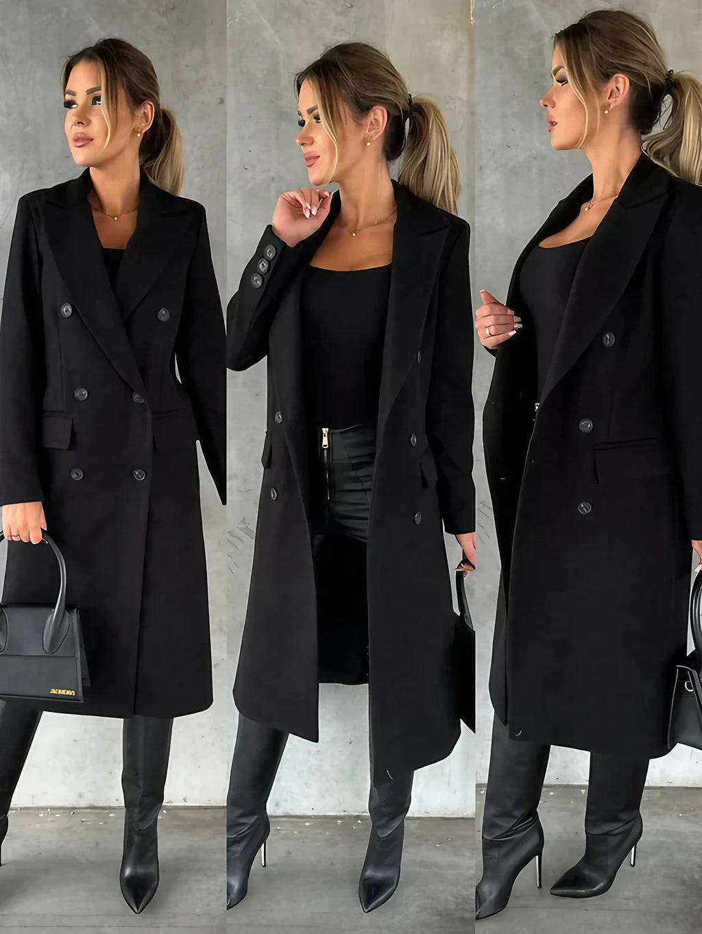 Manteau d'hiver femme, abricot, noir ou blanc, du S au 2XL, noir