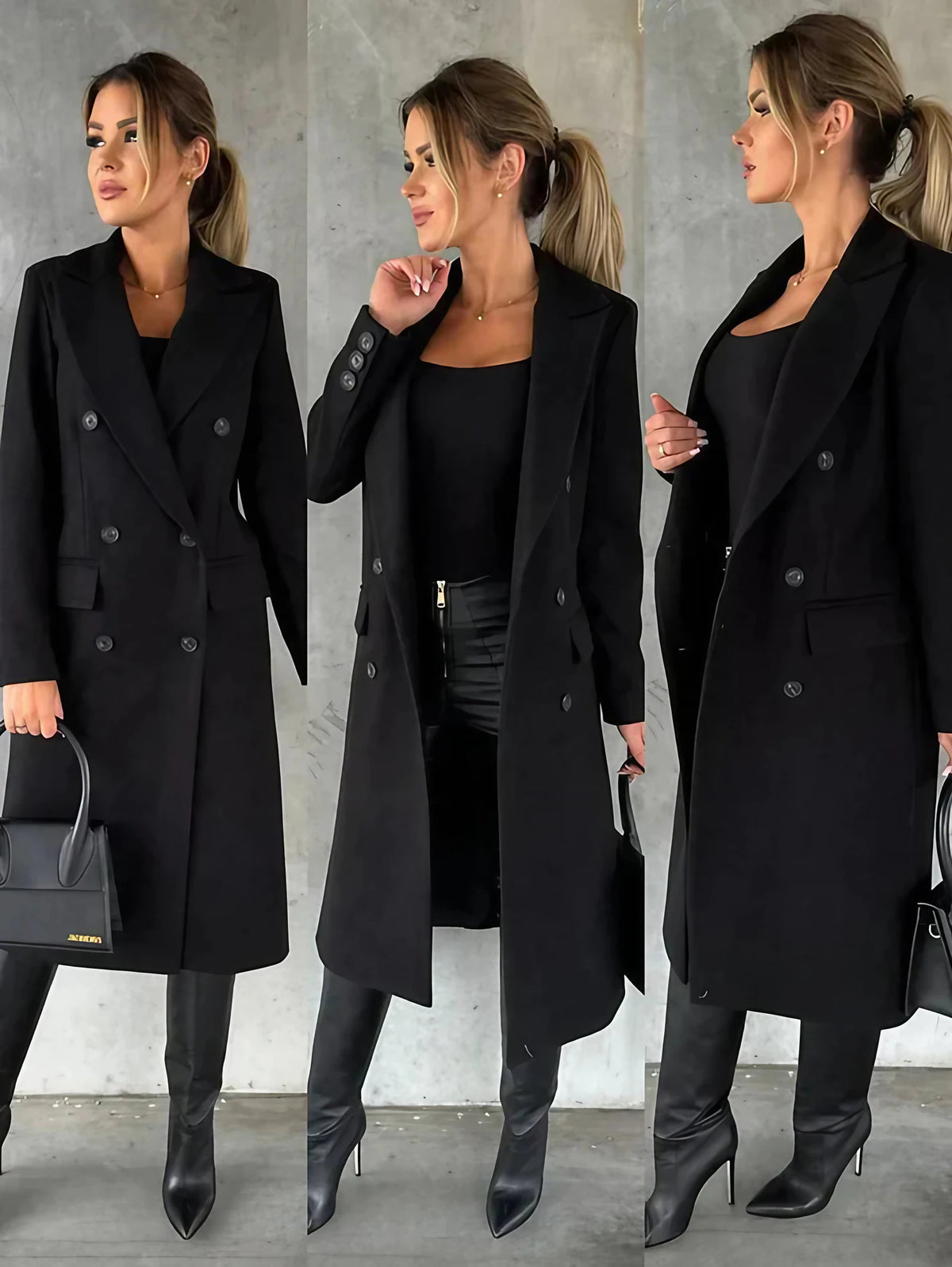 Manteau d'hiver femme, abricot, noir ou blanc, du S au 2XL, noir