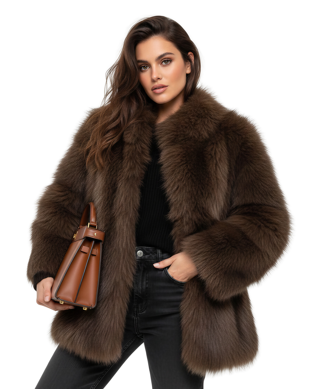 Manteau d'hiver femme coupe ample, quatre coloris, du XS au 3XL, marron
