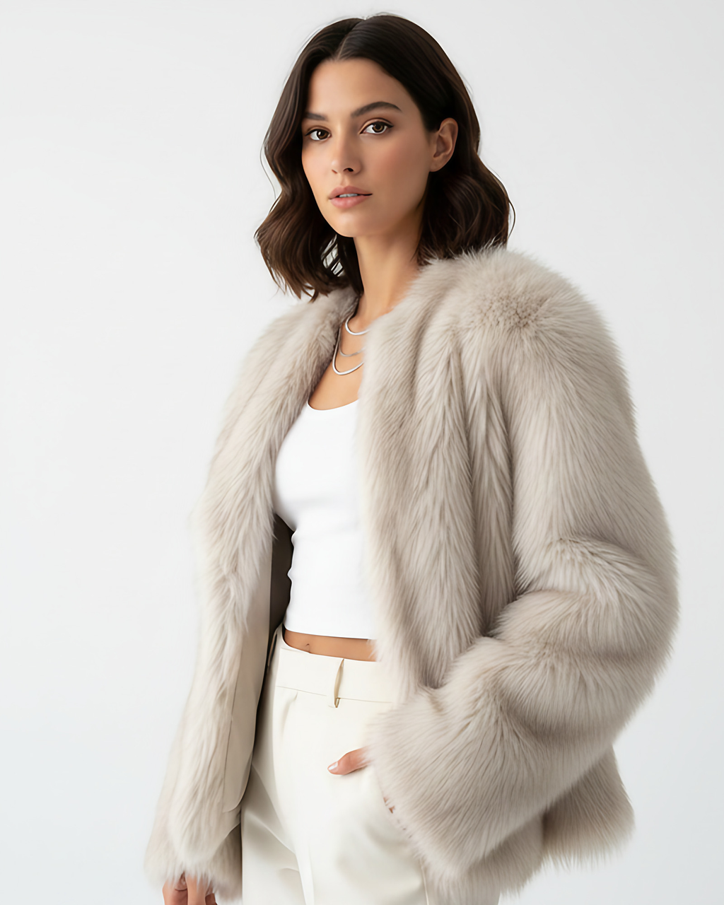 Manteau d'hiver femme coupe ample, quatre coloris, du XS au 3XL, beige