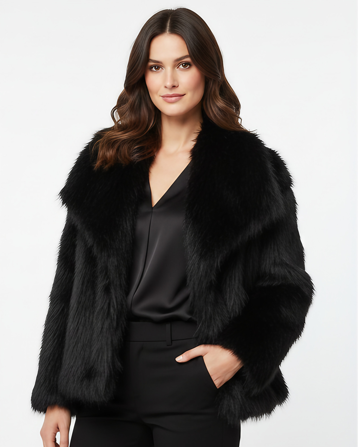 Manteau d'hiver femme coupe ample, quatre coloris, du XS au 3XL, noir