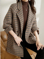 Manteau long femme oversize à carreaux, du S au 2XL
