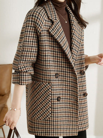 Manteau long femme oversize à carreaux, du S au 2XL
