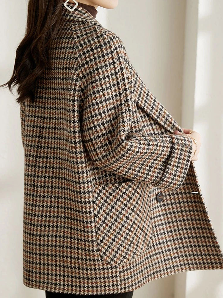 Manteau long femme oversize à carreaux, du S au 2XL