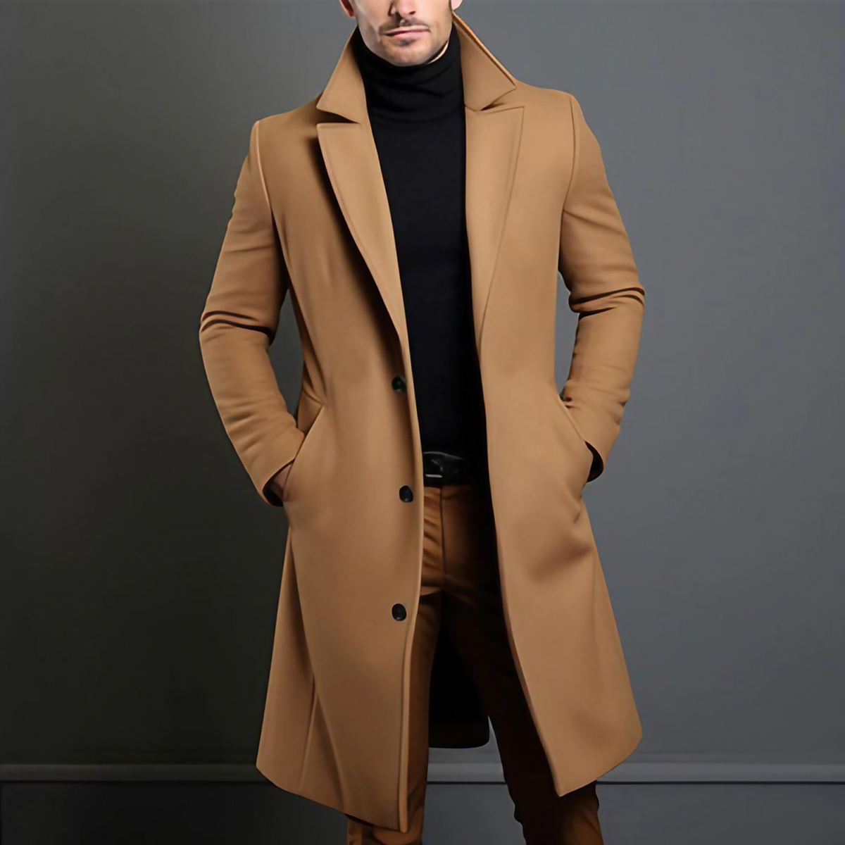 Manteau homme d'hiver coupe droite, quatre coloris, du XS au 4XL, marron