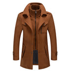 Manteau homme deux pièces à doublure thermique, col montant, kaki