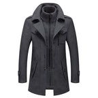 Manteau homme deux pièces à doublure thermique, col montant, gris